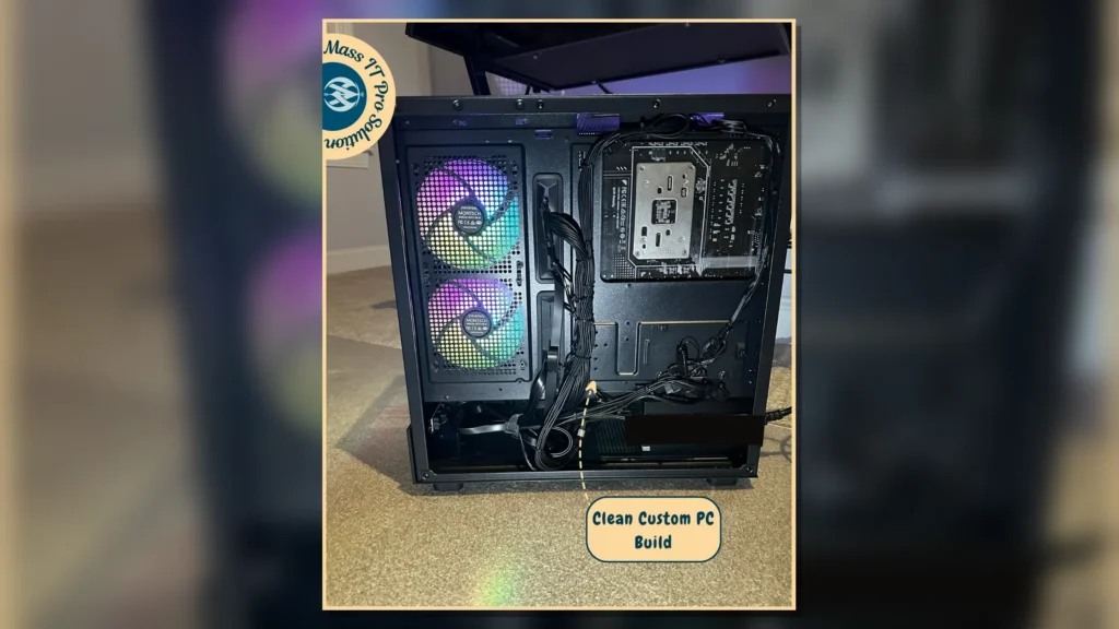 Clean rear cable management in custom PC by Mass IT Pro Solution