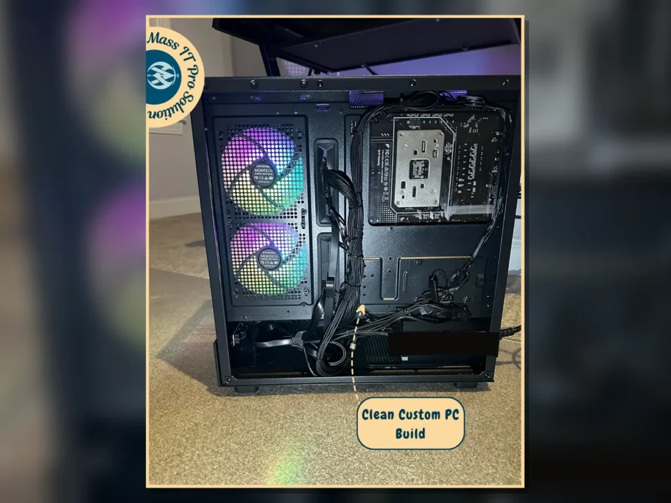Clean rear cable management in custom PC by Mass IT Pro Solution