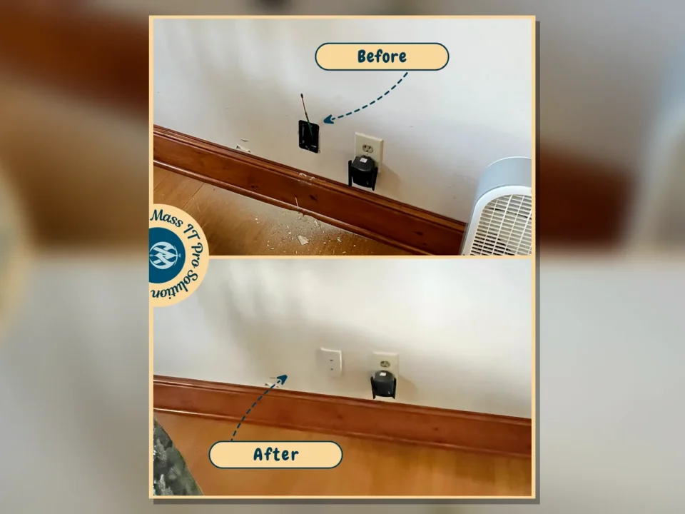 Wall plate repair and cable cleanup by Mass IT Pro Solution