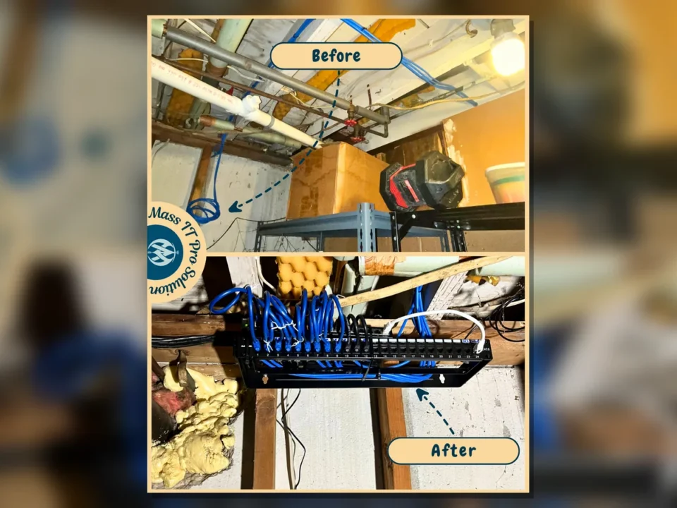 Basement patch panel before and after by Mass IT Pro Solution