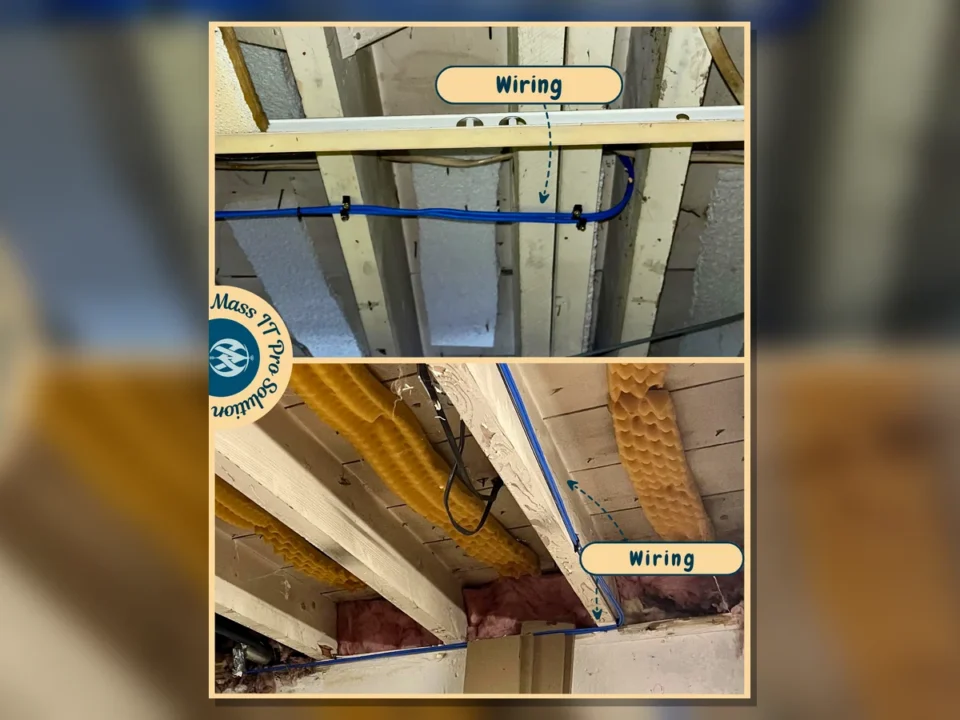 Basement CAT6A cable routing by Mass IT Pro Solution