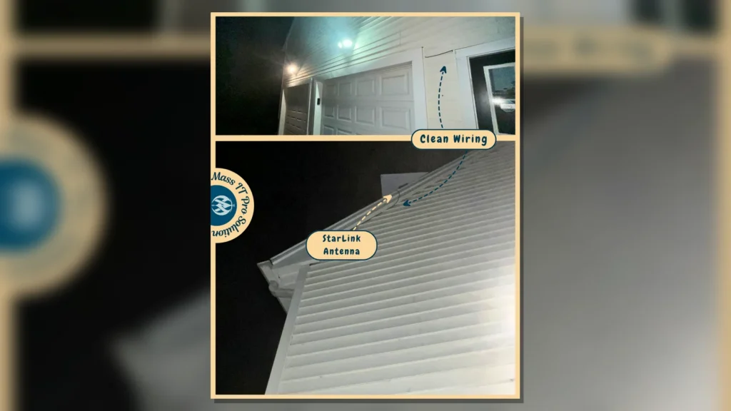 Exterior Starlink antenna and clean wiring by Mass IT Pro Solution