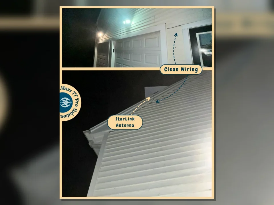 Exterior Starlink antenna and clean wiring by Mass IT Pro Solution