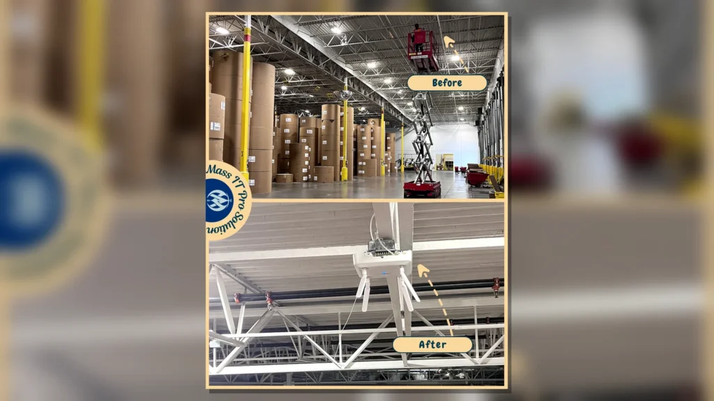 Warehouse access point installation by Mass IT Pro Solution