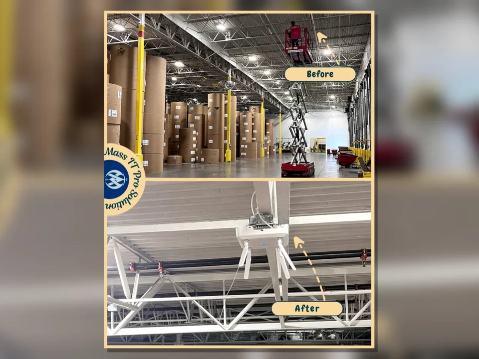 Warehouse access point installation by Mass IT Pro Solution