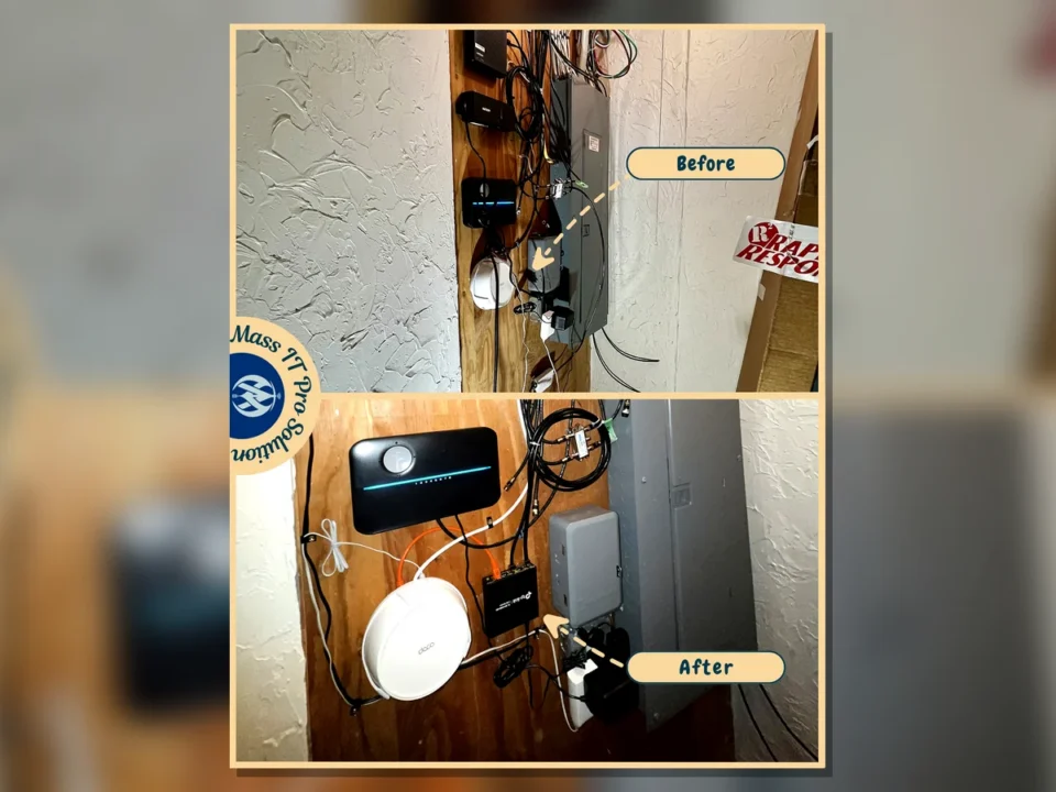 Home network equipment before and after cleanup by Mass IT Pro Solution