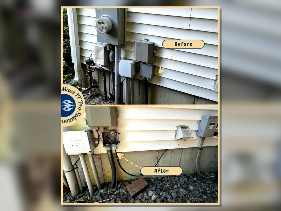 Exterior cable entry and service area by Mass IT Pro Solution